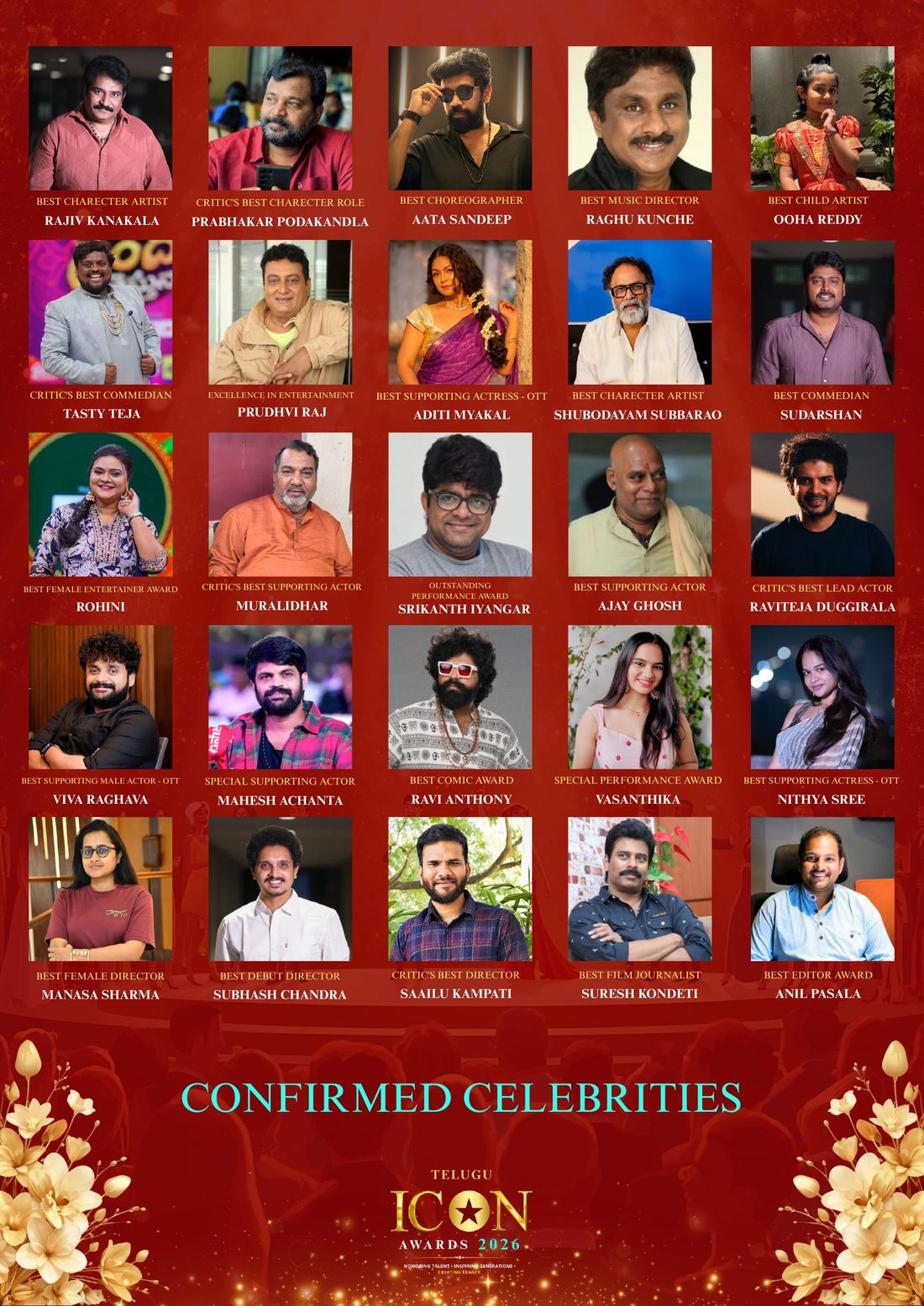Telugu Icon Awards 2026 confirmed celebrities — part 2